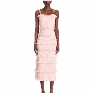 V. Chapman Pink Ruffle Midi Dress